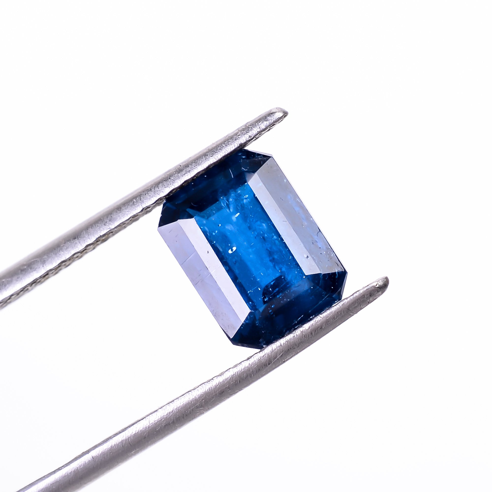 natural dark blue kyanite radiant shape cut stone loose gemstone